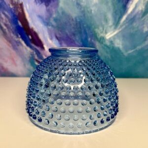LE Smith Glass Fairy Lamp Top Only Hobnail Blue Candle Holder Tea Light Vintage